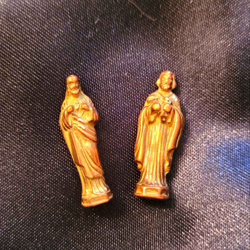 Gold Tone Miniature Pocket Saint Figurines